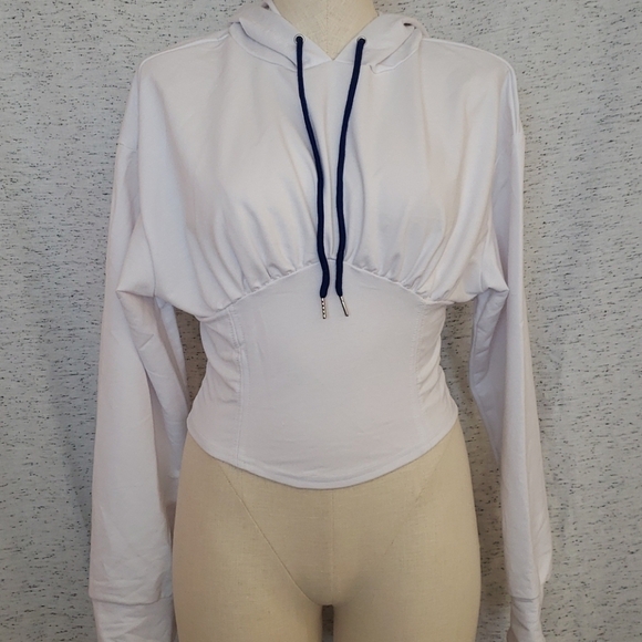 RARE - NWT Lace-up Slim Fit Crop Hoodie - Picture 1 of 7